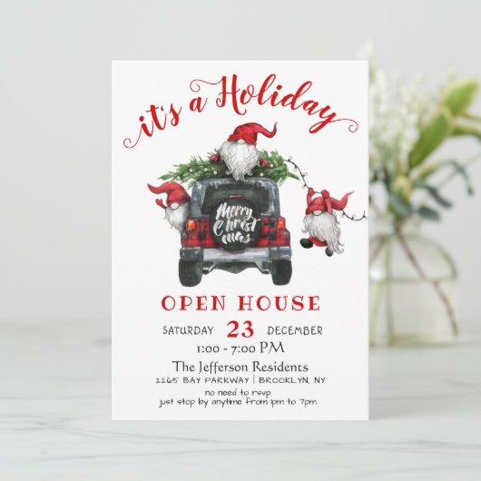サンタおもしろい格言ズクリスマスホリデーオープンハウス 招待状 (スタンド正面)