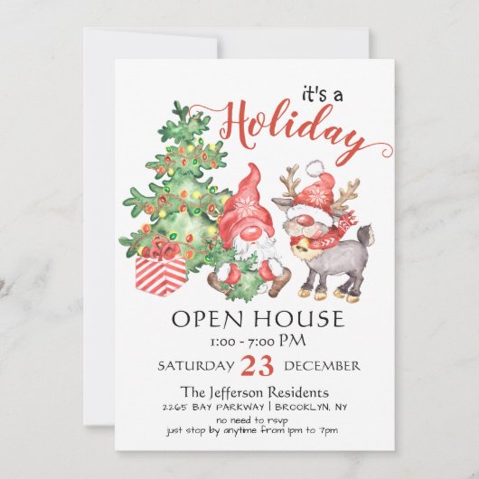サンタおもしろい格言ズクリスマスホリデーオープンハウス 招待状 (正面)