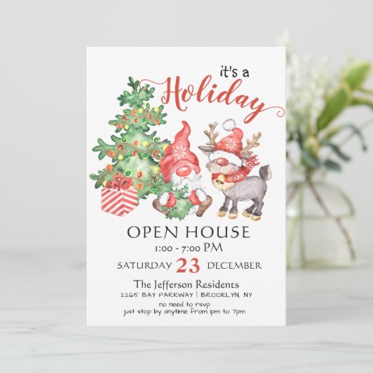 サンタおもしろい格言ズクリスマスホリデーオープンハウス 招待状 (スタンド正面)