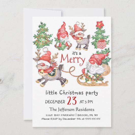 サンタおもしろい格言メリークリスマスリトルパーティー 招待状 (正面)