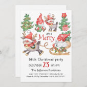 サンタおもしろい格言メリークリスマスリトルパーティー 招待状 (正面/裏面)