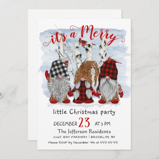 サンタおもしろい格言メリークリスマスリトルパーティー 招待状 (正面/裏面)
