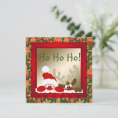 サンタおもしろい&トナカイ子供のクリスマスカード 招待状 (スタンド正面)