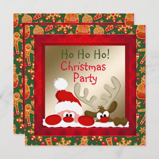 サンタおもしろい&トナディアキッズクリスマスパーティー招待状 招待状 (正面/裏面)