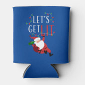 サンタおもしろい・レッツがクリスマスのスローガンに輝く 缶クーラー (正面)