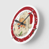 サンタおもしろい~壁時計 ラウンド壁時計 (傾斜)