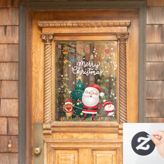 サンタおもしろい、雪だるま、トナカイのメリークリスマス ウィンドウサイン (ホームデコレーション)