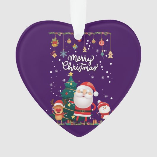 サンタおもしろい、雪だるま、トナカイのメリークリスマス オーナメント (正面)