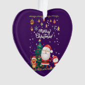 サンタおもしろい、雪だるま、トナカイのメリークリスマス オーナメント (正面)