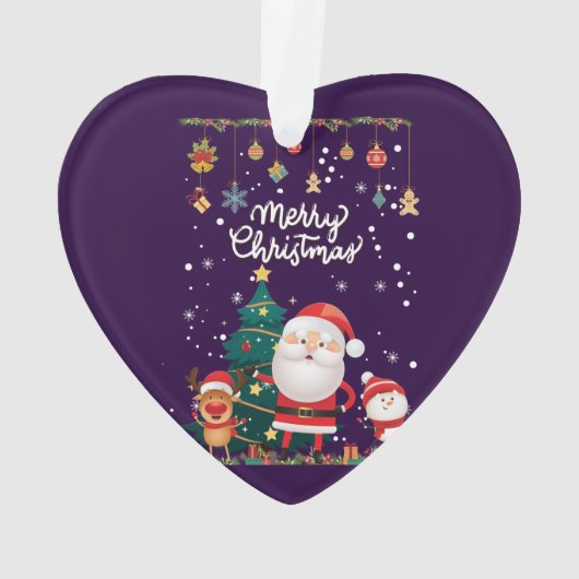 サンタおもしろい、雪だるま、トナカイのメリークリスマス オーナメント (裏面)