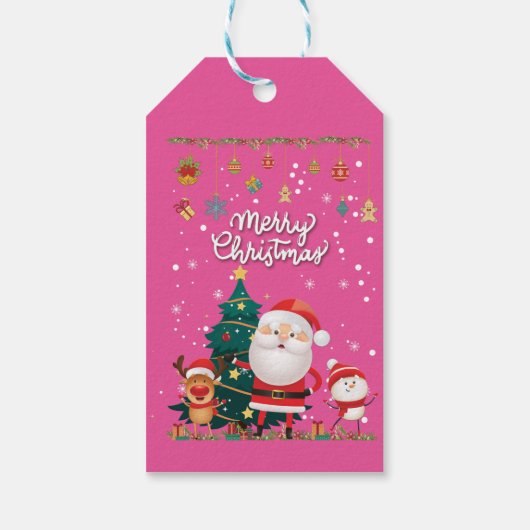 サンタおもしろい、雪だるま、トナカイのメリークリスマス ギフトタグ (裏面)