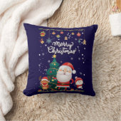 サンタおもしろい、雪だるま、トナカイのメリークリスマス クッション (ブランケット)