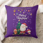 サンタおもしろい、雪だるま、トナカイのメリークリスマス クッション (ブランケット)