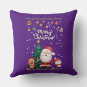 サンタおもしろい、雪だるま、トナカイのメリークリスマス クッション (裏面)