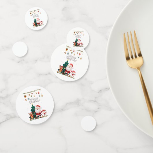 サンタおもしろい、雪だるま、トナカイのメリークリスマス コンフェッティ (グループ)