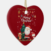サンタおもしろい、雪だるま、トナカイのメリークリスマス セラミックオーナメント (右)