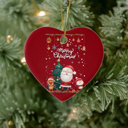 サンタおもしろい、雪だるま、トナカイのメリークリスマス セラミックオーナメント (ツリー)