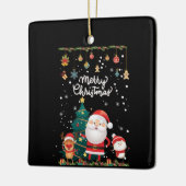 サンタおもしろい、雪だるま、トナカイのメリークリスマス セラミックオーナメント (左)