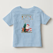 サンタおもしろい、雪だるま、トナカイのメリークリスマス トドラーTシャツ (正面)