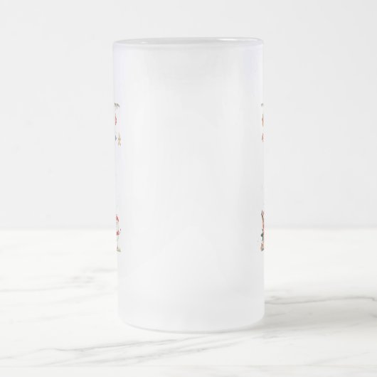 サンタおもしろい、雪だるま、トナカイのメリークリスマス フロストグラスビールジョッキ (中央)