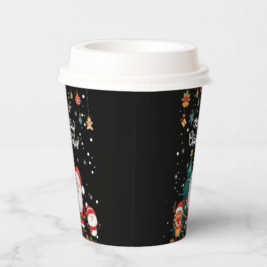 サンタおもしろい、雪だるま、トナカイのメリークリスマス 紙コップ (右)