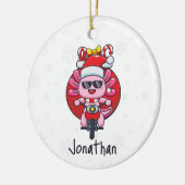 サンタおもちゃでバイクに乗るかわいいアキソロット セラミックオーナメント (左)