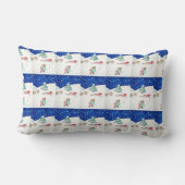 サンタおよびそりとのかわいいクリスマスの雪場面 ランバークッション (裏面)