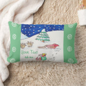 サンタおよびそりとのかわいいクリスマスの雪場面 ランバークッション (ブランケット)
