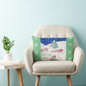 サンタおよびそりとのかわいいクリスマスの雪場面 ランバークッション (椅子)