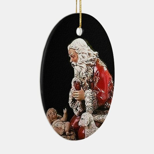 サンタおよびキリストの子供のクリスマスのオーナメント セラミックオーナメント (右)