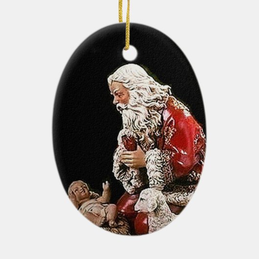 サンタおよびキリストの子供のクリスマスのオーナメント セラミックオーナメント (裏面)