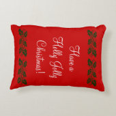 サンタおよびクリスマスツリーのヒイラギのすてきなアクセントの枕 アクセントクッション (裏面)
