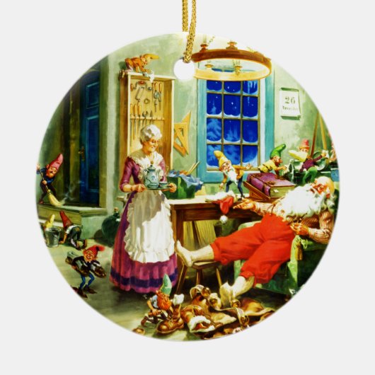 サンタおよびクロースRelax夫人のクリスマスの夜 セラミックオーナメント (正面)