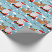 サンタおよびシカとのメリークリスマス ラッピングペーパー (角)