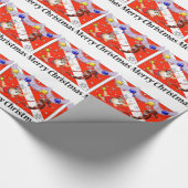 サンタおよびタツノオトシゴのお祝いのメリークリスマス ラッピングペーパー (コーナー)