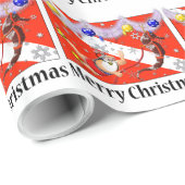 サンタおよびタツノオトシゴのお祝いのメリークリスマス ラッピングペーパー (ロールコーナー)
