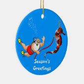 サンタおよびタツノオトシゴのオーナメント(青い) セラミックオーナメント (右)