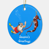 サンタおよびタツノオトシゴのオーナメント(青い) セラミックオーナメント (左)