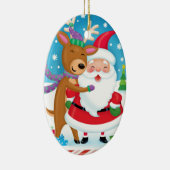 サンタおよびトナカイのオーナメント セラミックオーナメント (右)
