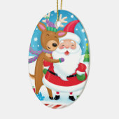サンタおよびトナカイのオーナメント セラミックオーナメント (左)