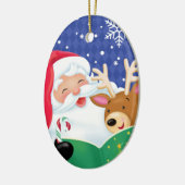 サンタおよびトナカイのオーナメント セラミックオーナメント (左)