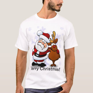 サンタおよびトナカイのクリスマス Tシャツ