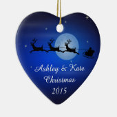 サンタおよびトナカイのシルエット セラミックオーナメント (右)