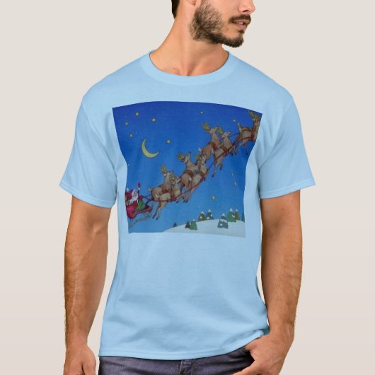 サンタおよびトナカイのワイシャツ Tシャツ (正面)