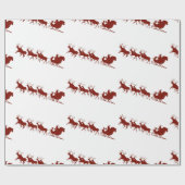 サンタおよびトナカイの包装紙 ラッピングペーパー (フラット)