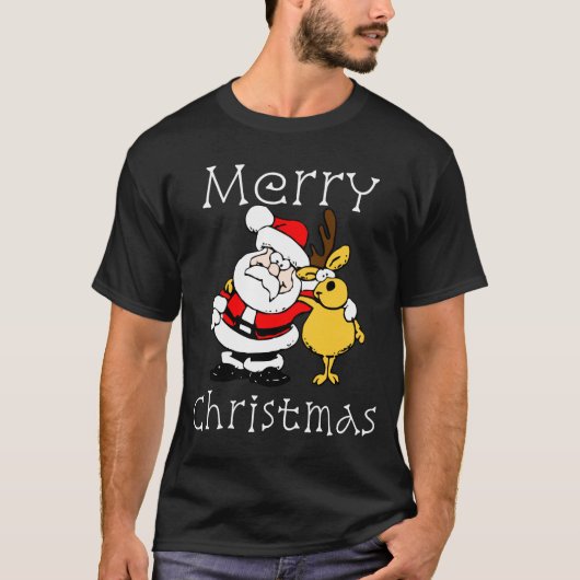 サンタおよびトナカイの親友のクリスマスのギフト Tシャツ (正面)