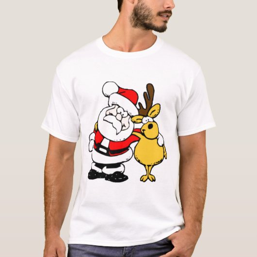 サンタおよびトナカイのTシャツ Tシャツ (正面)