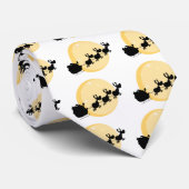 サンタおよびトナカイ飛行の黒いシルエット ネクタイ (ロール)