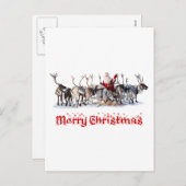 サンタおよびトナカイ シーズンポストカード (正面/裏面)