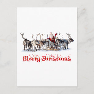サンタおよびトナカイ シーズンポストカード
